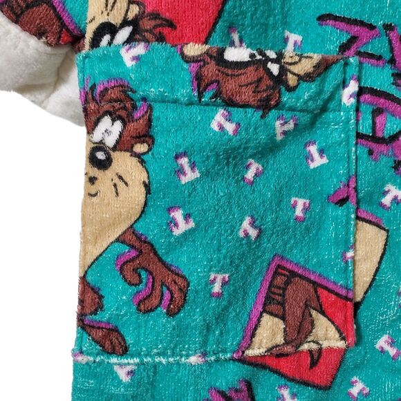 Vintage 90s Taz Looney Tunes Terry Cloth Robe Children's Size L 7-9 - Picture 3 of 12